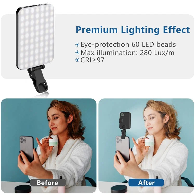 Rechargeable 60-LED Dimmable Fill Light for Mobile Phone / Camera / Computer
