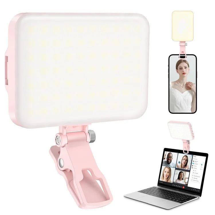Rechargeable 60-LED Dimmable Fill Light for Mobile Phone  /  Camera  /  ComputerPink