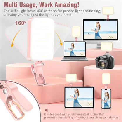 Rechargeable 60-LED Dimmable Fill Light for Mobile Phone  /  Camera  /  ComputerPink