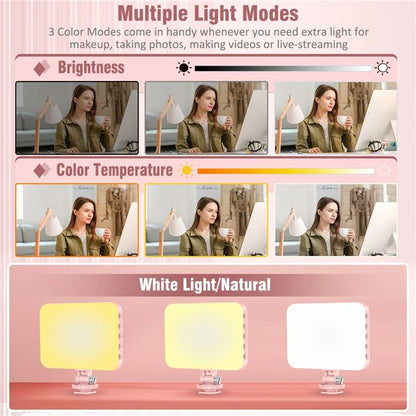 Rechargeable 60-LED Dimmable Fill Light for Mobile Phone  /  Camera  /  ComputerPink