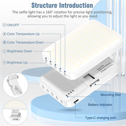 Rechargeable 60-LED Dimmable Fill Light for Mobile Phone  /  Camera  /  ComputerWhite