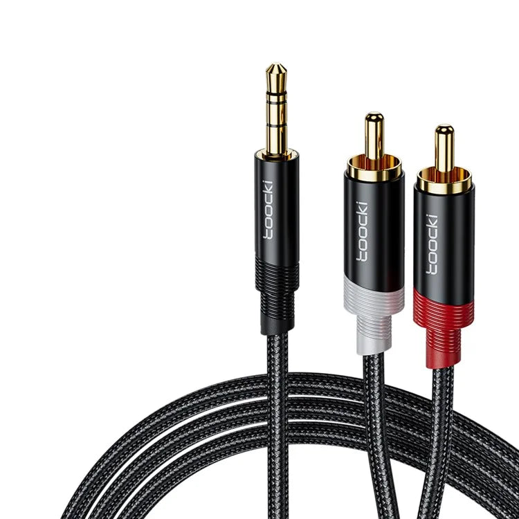 TOOCKI TQ-X41 1m Stereo Y-Splitter Cable 3.5mm Jack to 2RCA Male Aux Cord