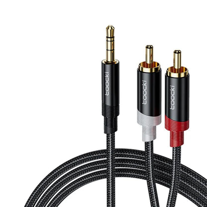 TOOCKI TQ-X41 1m Stereo Y-Splitter Cable 3.5mm Jack to 2RCA Male Aux Cord