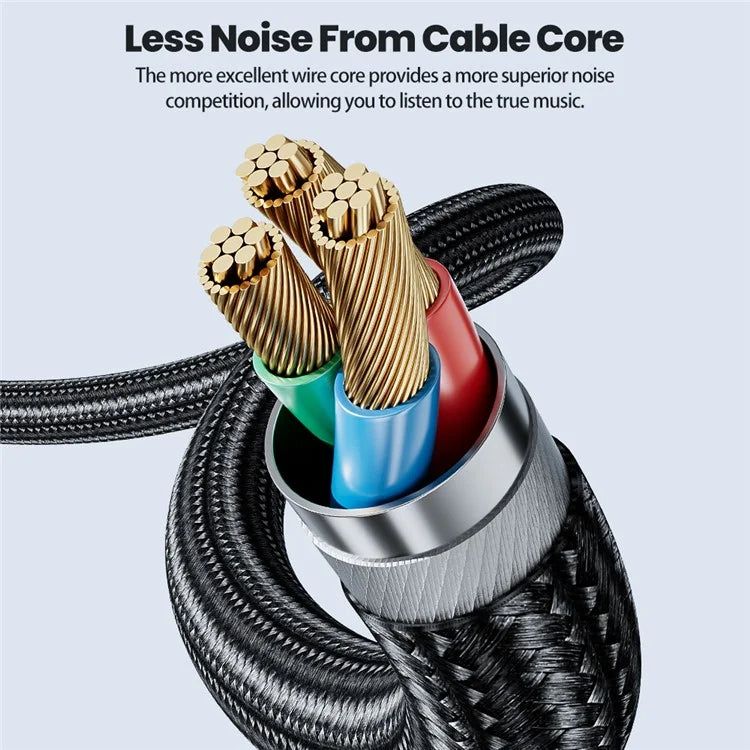 TOOCKI TQ-X41 1m Stereo Y-Splitter Cable 3.5mm Jack to 2RCA Male Aux Cord