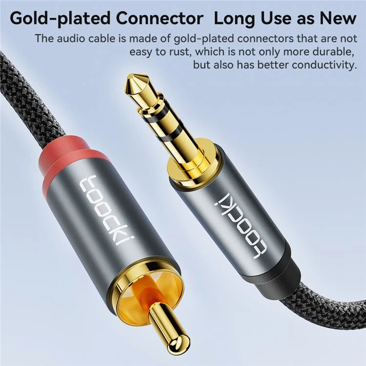 TOOCKI TQ-YP07 1m Jack to 2RCA Male Aux Cord 3.5mm Stereo Y-Splitter Cable Cord