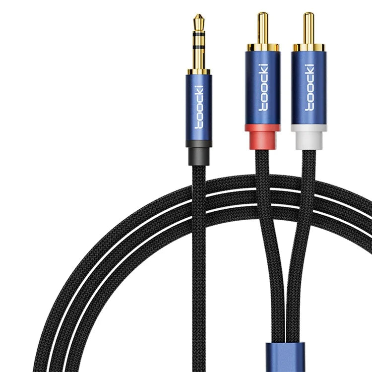 TOOCKI TQ-YP07 1m Jack to 2RCA Male Aux Cord 3.5mm Stereo Y-Splitter Cable Cord