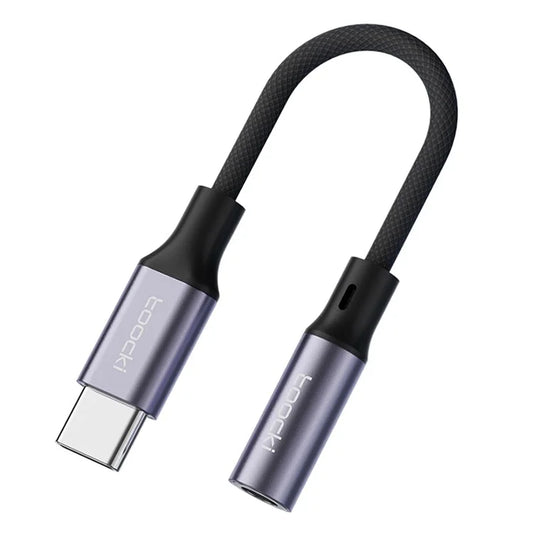 TOOCKI TQ-YP08 Type-C Male to 3.5mm Female AUX Cable Adapter Cord Headphone Connector