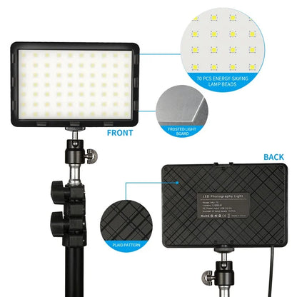 2Pcs / Set Live Broadcast LED Fill Light with Floor Stand and 9 Color Filters
