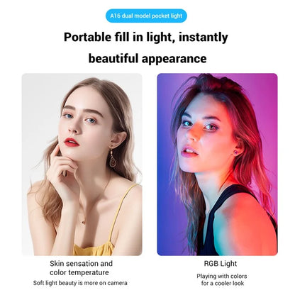A16 Magnetic RGB Photography Lamp Portable Skin Beauty Live Streaming LED Fill Light for Camera Phone