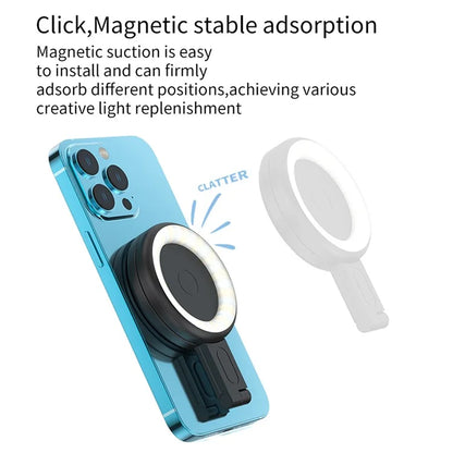 V19 Portable Magnetic Phone Selfie Lamp Round Skin Beauty Live Streaming LED Fill Light