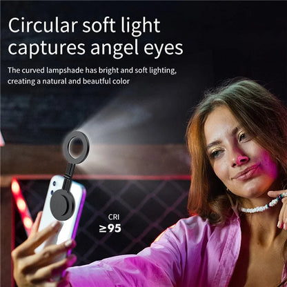 V19 Portable Magnetic Phone Selfie Lamp Round Skin Beauty Live Streaming LED Fill Light