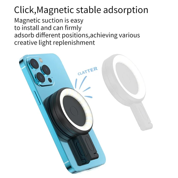 V19 Portable Magnetic Phone Selfie Lamp Round Skin Beauty Live Streaming LED Fill Light