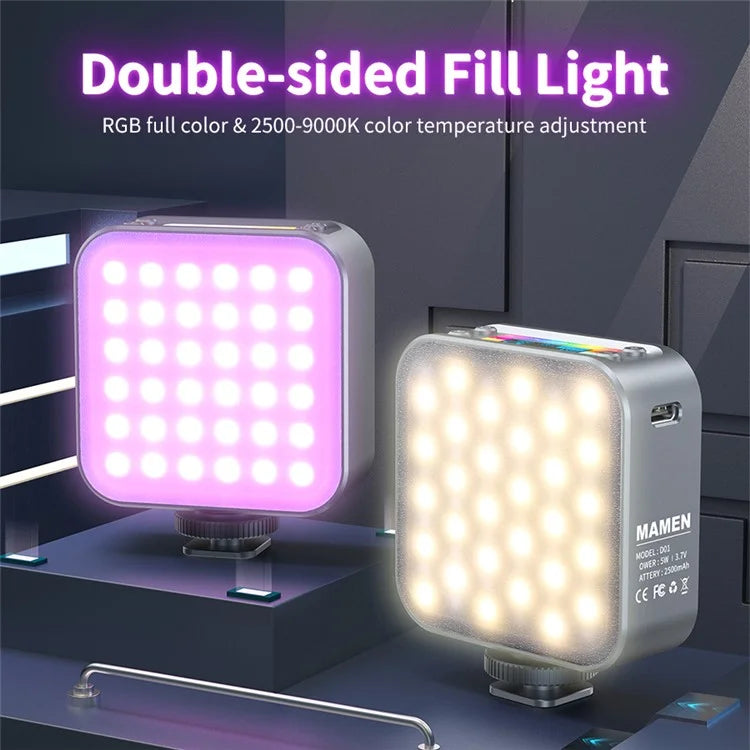 D01 Portable Mini Camera Phone RGB Fill Light Dimmable Photography LED Fill Light