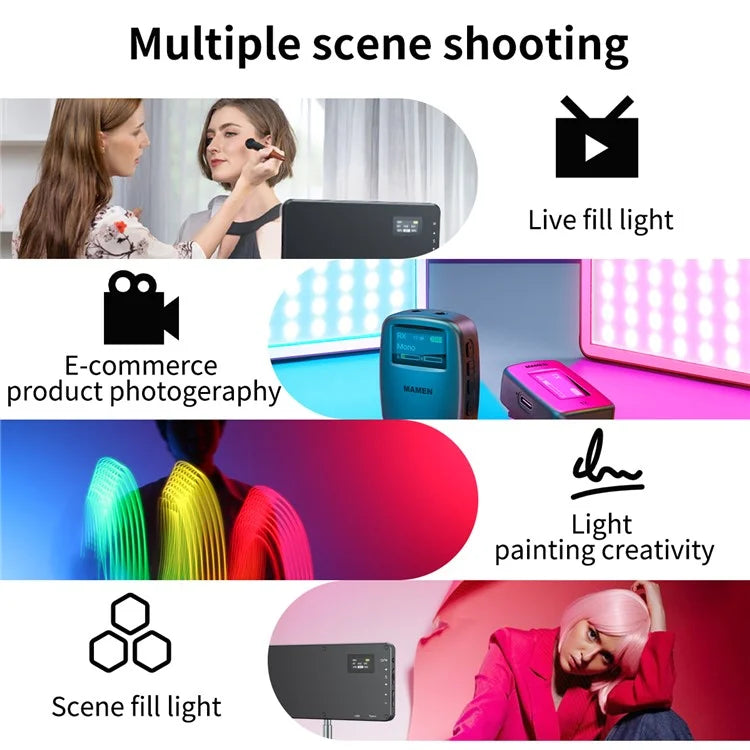 C02A Portable Mini Camera RGB Fill Light Live Streaming Photography LED Fill Light