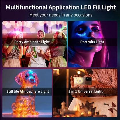 V17 Magnetic Phone Photography Lamp Wireless Charger Rechargeable Live Streaming RGB LED Fill Light