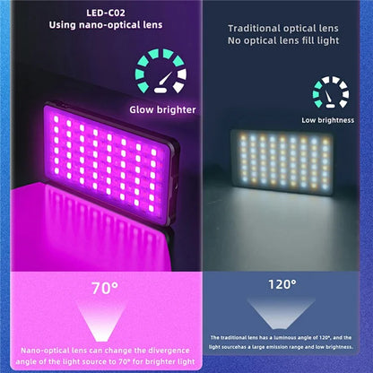 C02 Full Color RGB Video Light 24 Effects Dimmable Pocket Fill Lamp for Live Broadcast
