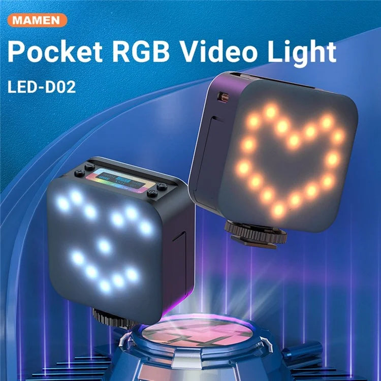 D02 Mini LED Fill Light for Live Broadcast Magnetic Adsorption Pocket RGB Video Lamp
