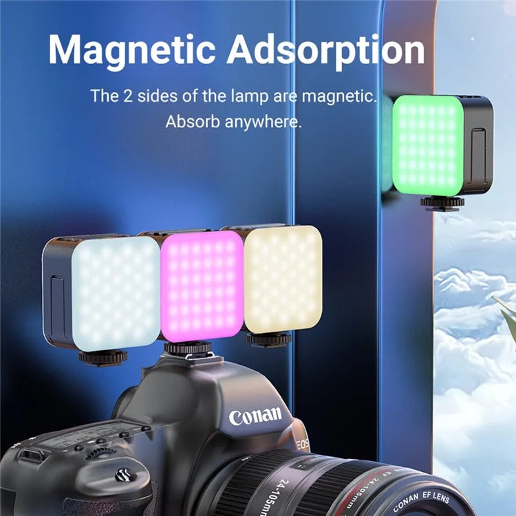 D02 Mini LED Fill Light for Live Broadcast Magnetic Adsorption Pocket RGB Video Lamp