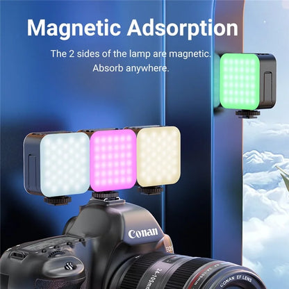 D02 Mini LED Fill Light for Live Broadcast Magnetic Adsorption Pocket RGB Video Lamp
