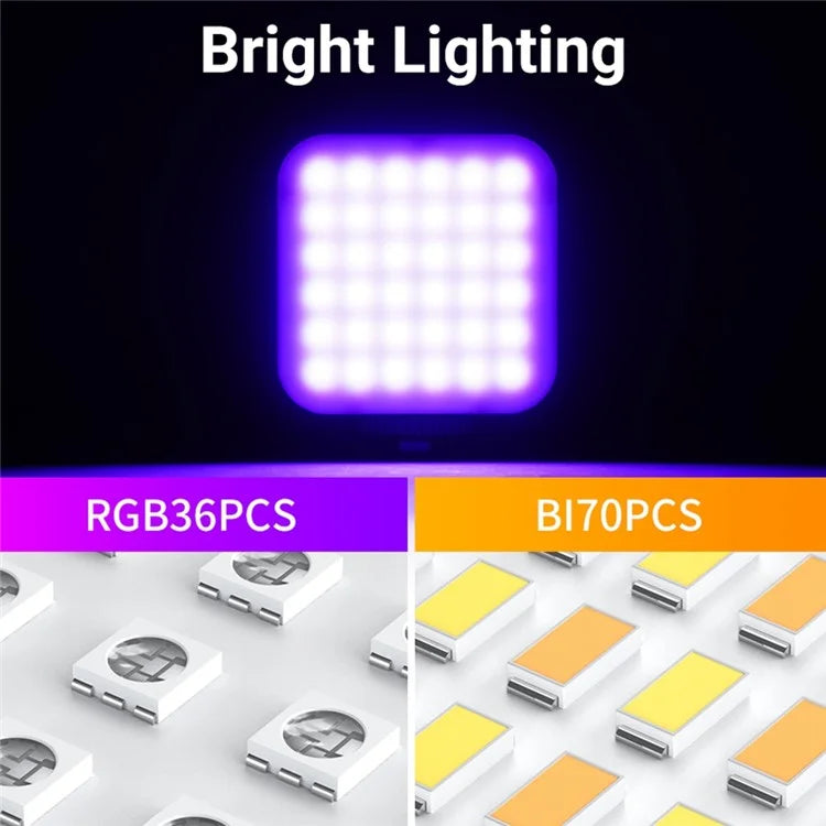 D02 Mini LED Fill Light for Live Broadcast Magnetic Adsorption Pocket RGB Video Lamp