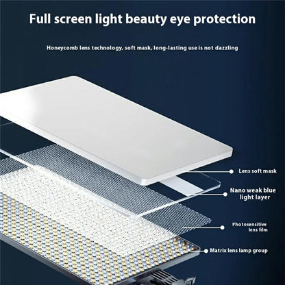 12 inch LED Video Light 2700-6500K Fill Light with Tripod Stand, Phone Holder 240 LED Panel Light