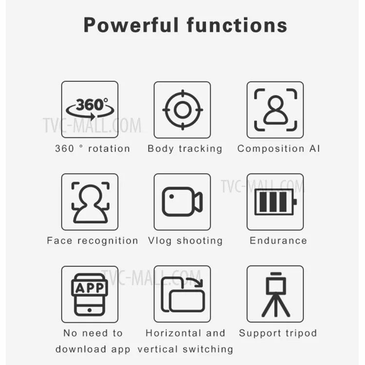 U3 360 Rotation Face Tracking Selfie Stand No Need APP Tripod Phone Holder Camera Gimbal for Photo Vlog Video Record