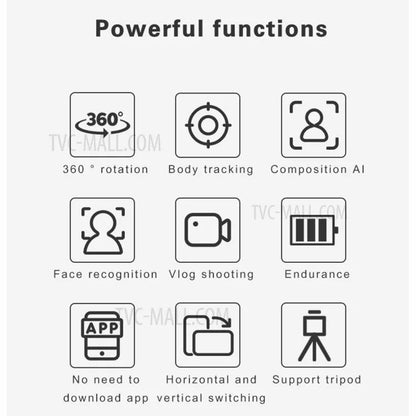 U3 360 Rotation Face Tracking Selfie Stand No Need APP Tripod Phone Holder Camera Gimbal for Photo Vlog Video Record