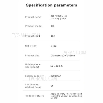 U3 360 Rotation Face Tracking Selfie Stand No Need APP Tripod Phone Holder Camera Gimbal for Photo Vlog Video Record