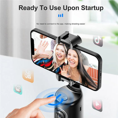 P01 pro 360-Degree Intelligent Tracking Gimbal Camera with Cold Shoe Portable Gimbal Stabilizer