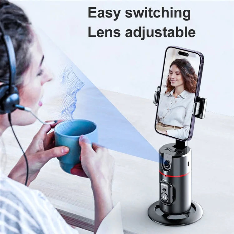 P02 Desktop Live Streaming Gimbal Camera Panoramic Follow Stand 360-Degree AI Face Recognition Stabilizer