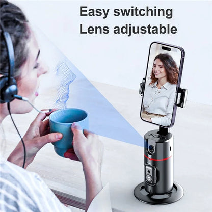P02 Desktop Live Streaming Gimbal Camera Panoramic Follow Stand 360-Degree AI Face Recognition Stabilizer