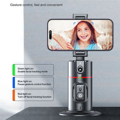 P02 Desktop Live Streaming Gimbal Camera Panoramic Follow Stand 360-Degree AI Face Recognition Stabilizer