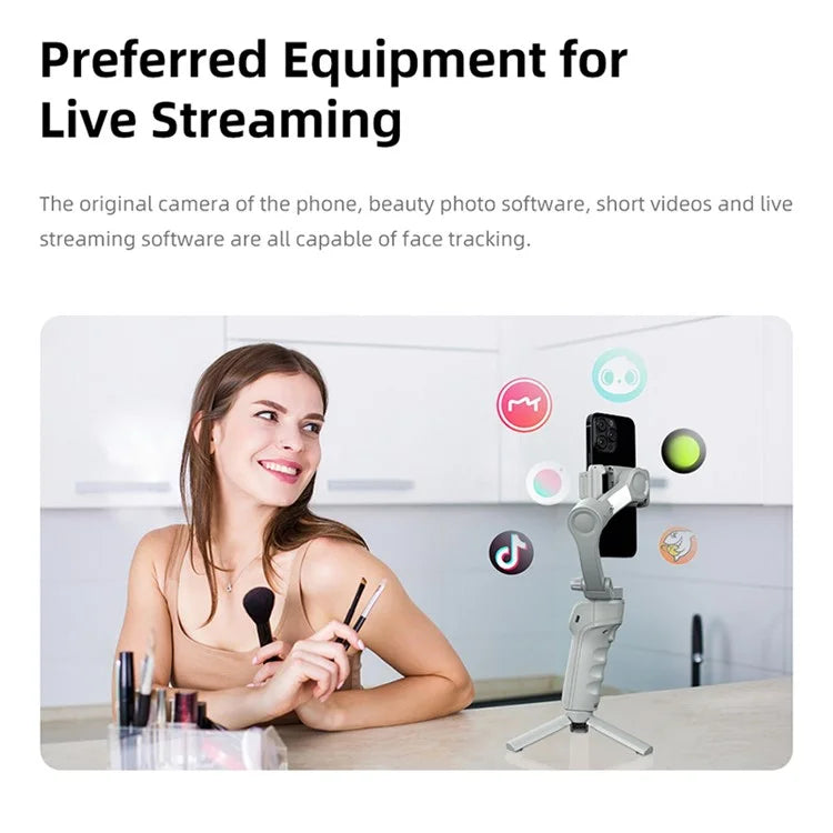 M01 Handheld Gimbal Stabilizer Anti-Shake 3-Axis Cell Phone Stabilizer with Fill Light, Face Follow Photography for Live Streaming