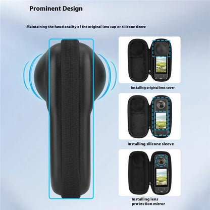 BRDRC For Insta360 X4 Action Camera Drop-Proof Storage Case Portable Protective Bag, Support Lens Cover