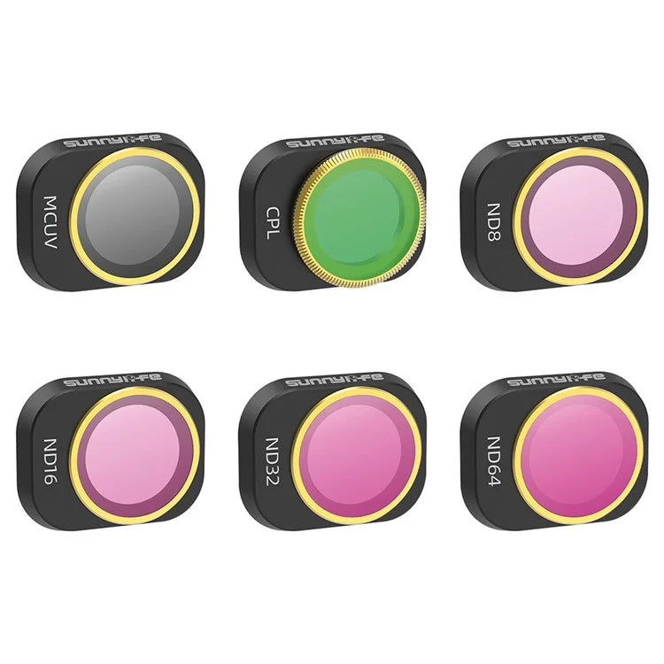 SUNNYLIFE N4P-FI730 For DJI Mini 4 Pro 6Pcs / Set MCUV+CPL+ND8+ND16+ND32+ND64 Lens Filters Optical Glass Filter