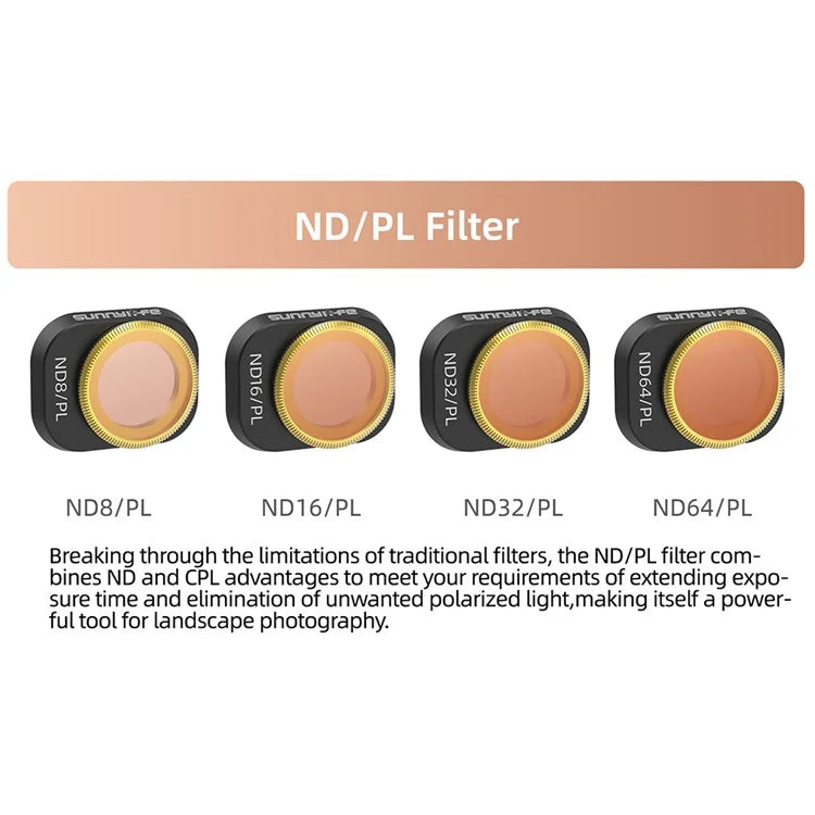SUNNYLIFE N4P-FI723 For DJI Mini 4 Pro ND / PL Adjustable Optical Glass Lens Filter Drone Lens Accessory