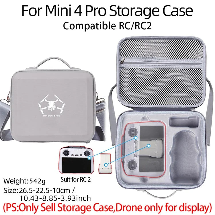 For DJI Mini 4 Pro Drone RC / RC2 Controller EVA Shockproof Carrying Case Crossbody Bag