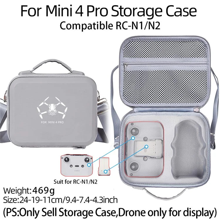 For DJI Mini 4 Pro EVA Shockproof Carrying Case Drone RC-N1 / N2 Controller Crossbody Bag