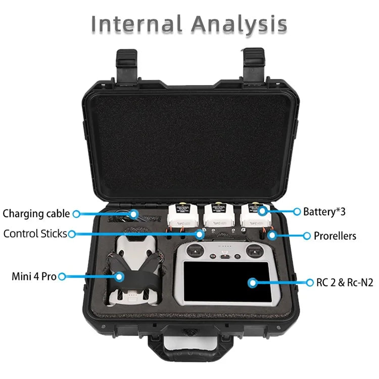 For DJI Mini 4 Pro Explosion-Proof Suitcase Shockproof Lining Portable Storage Box