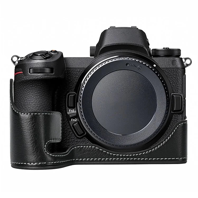 For Nikon Z 6 / Z 6II Textured Leather Camera Bag Bottom Case Easy to Replace Battery