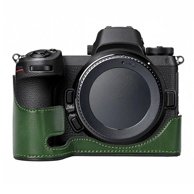 For Nikon Z 6 / Z 6II Textured Leather Camera Bag Bottom Case Easy to Replace Battery