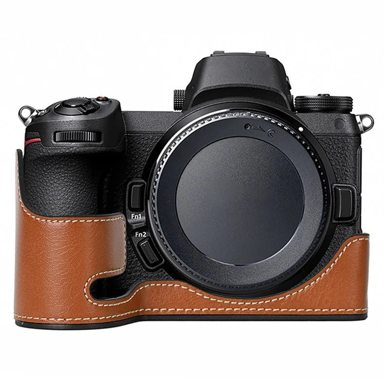 For Nikon Z 6 / Z 6II Textured Leather Camera Bag Bottom Case Easy to Replace Battery