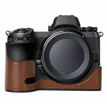 For Nikon Z 6 / Z 6II Textured Leather Camera Bag Bottom Case Easy to Replace Battery