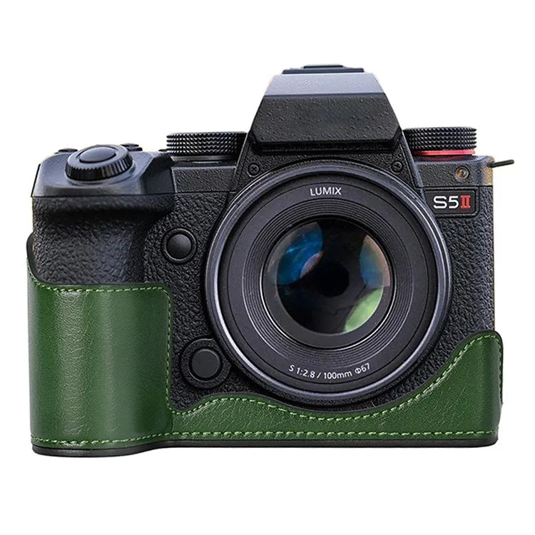 For Panasonic Lumix S5 / S5 II Leather Camera Half Cover Bottom Case with Battery Opening
