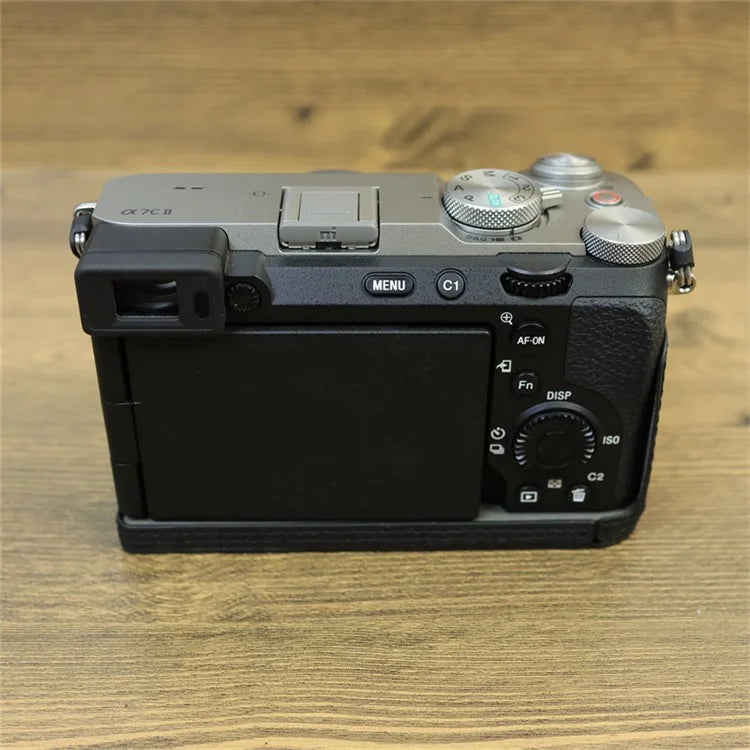 For Sony A7C II / A7CR Camera Bottom Case Retro PU Leather Half Body Cover with Battery Opening