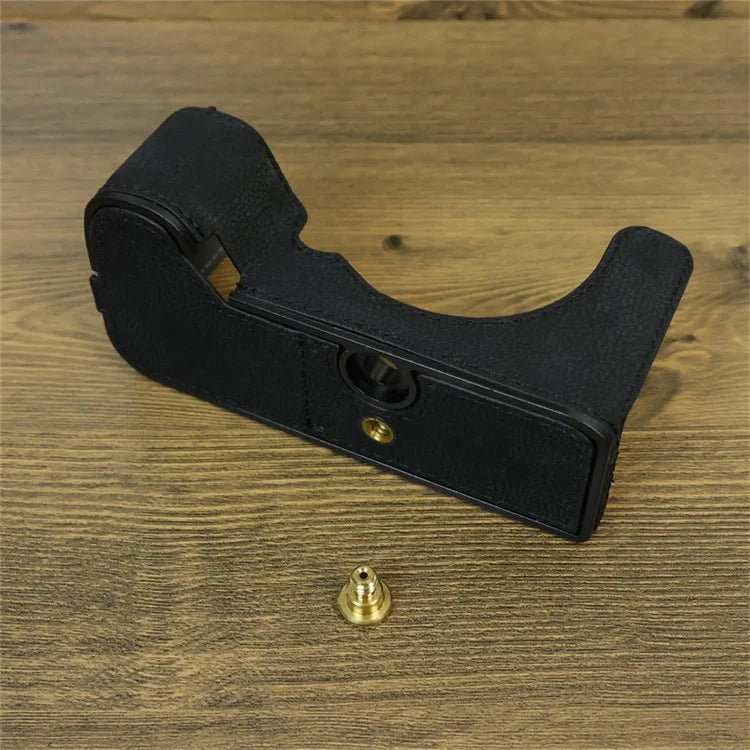 For Sony A7C II / A7CR Camera Bottom Case Genuine Cow Leather Anti-Drop Half Body Cover with Battery Opening