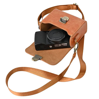 Carrying Case for Canon / Ricoh / Sony Camera Universal PU Leather Shoulder Bag