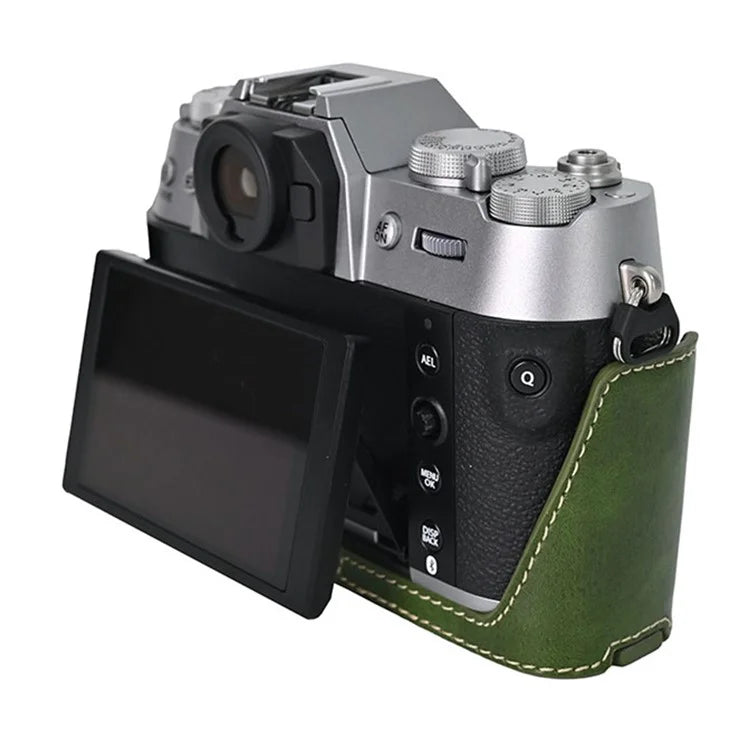 For Fujifilm X-T50 PU Leather Half Case Grip Digital Camera Bag Cover with Opening Bottom