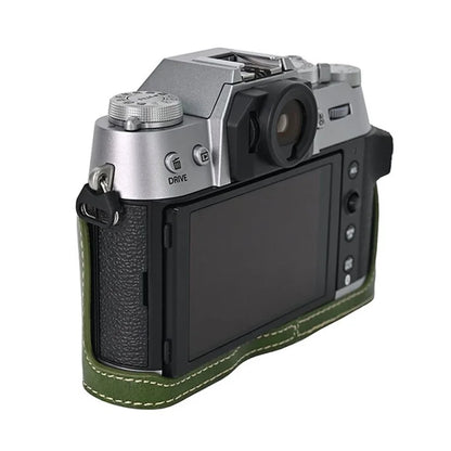 For Fujifilm X-T50 PU Leather Half Case Grip Digital Camera Bag Cover with Opening Bottom