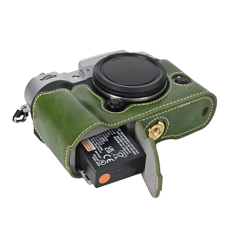 For Fujifilm X-T50 PU Leather Half Case Grip Digital Camera Bag Cover with Opening Bottom